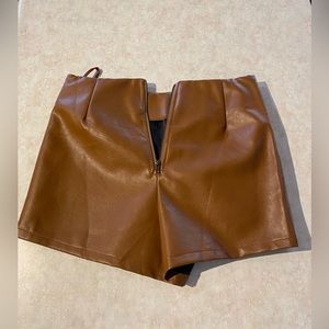 Tan Faux Leather Skort